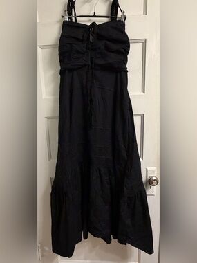 Free People Black Maxi Dress with Tie Bodice